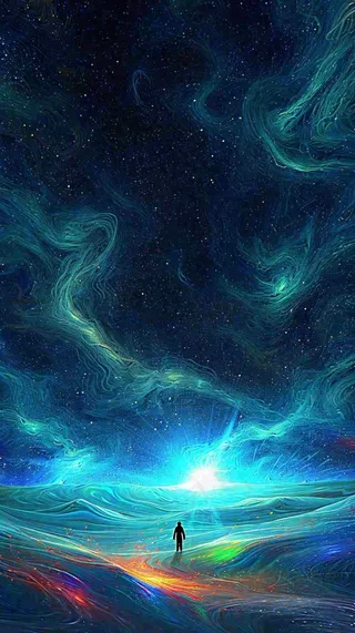 夜晚天蓝色天空科幻绚丽星空