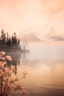 落日雪山云层河面背景 落日雪山云层河面背景