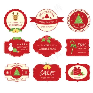 欧式圣诞促销打折标签