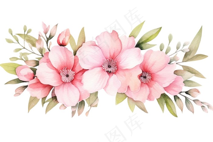 桃花粉色花朵插画免抠(1344x896)