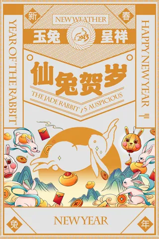 2023兔年新年春节海报
