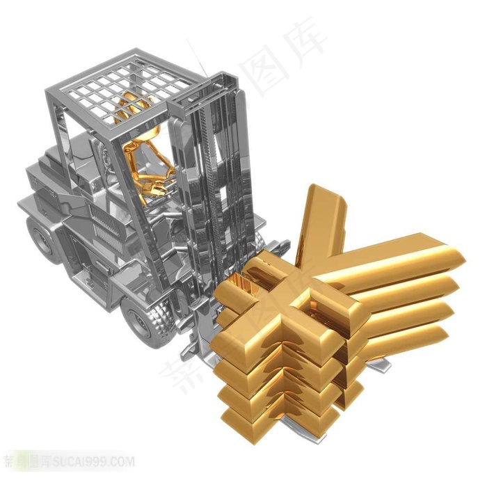 运输金钱的叉车素材