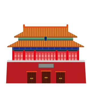 复古中国风国潮古建筑插画手绘高楼古塔AI素材亭子png免抠图