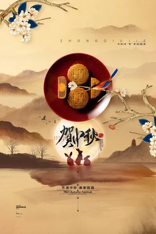 简约中秋节活动海报图片