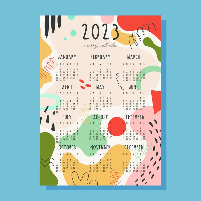 彩色背景2023年日历新年
