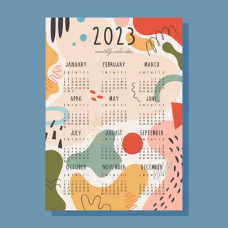 彩色背景2023年日历新年