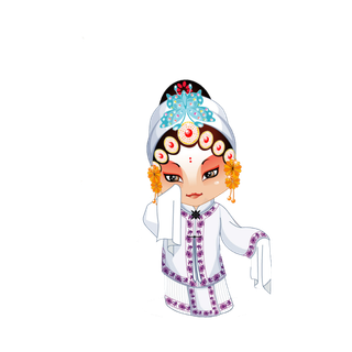 卡通京剧戏剧人物脸谱插画PNG图片 国潮中国风Q版戏剧人物PS素材