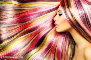 炫彩发型美女长发写真高清图片