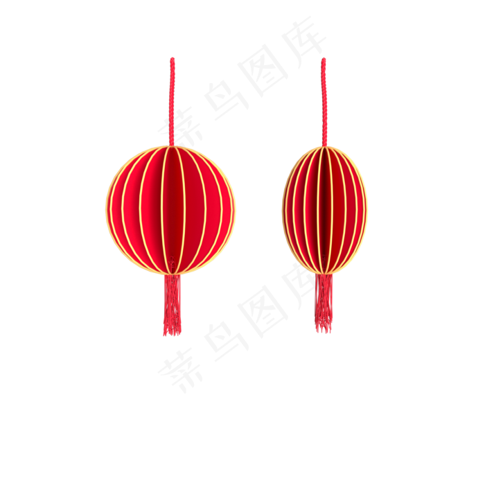 中国风 手绘 卡通元素 传统 复古红 灯笼装饰 PNG 免抠 