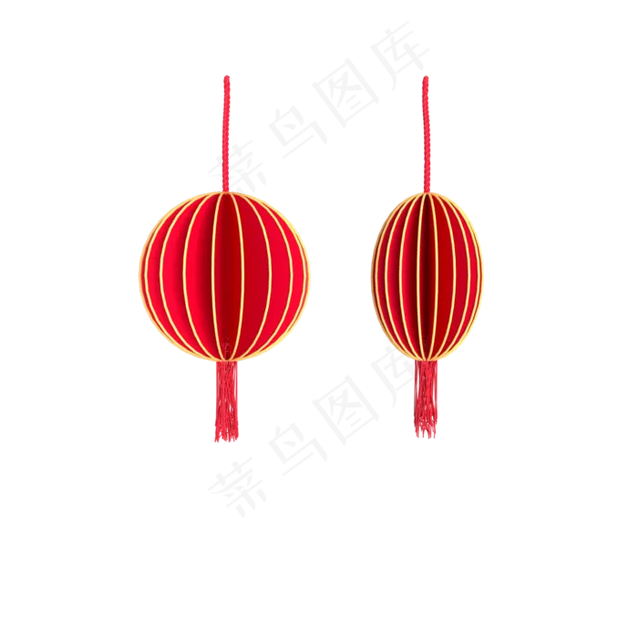 中国风 手绘 卡通元素 传统 复古红 灯笼装饰 PNG 免抠 
