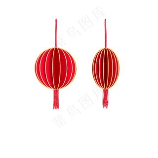 中国风 手绘 卡通元素 传统 复古红 灯笼装饰 PNG 免抠 