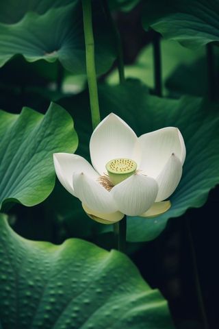 绿色莲花莲子简约背景