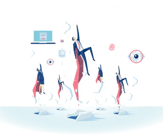 办公人物卡通画科技kv主视觉素材