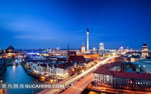 德国首都柏林都市夜景摄影