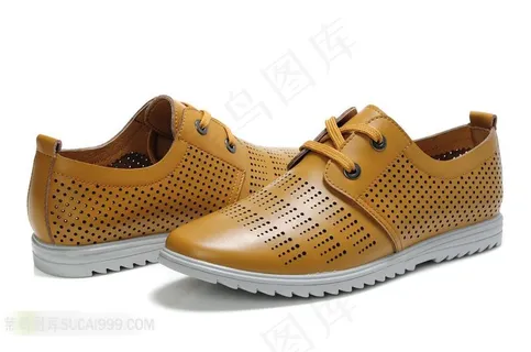 高清男式带孔皮鞋图片