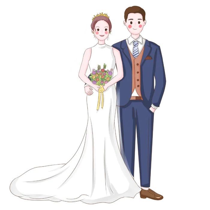 婚纱卡通人物婚礼白纱结婚婚纱摄影手绘