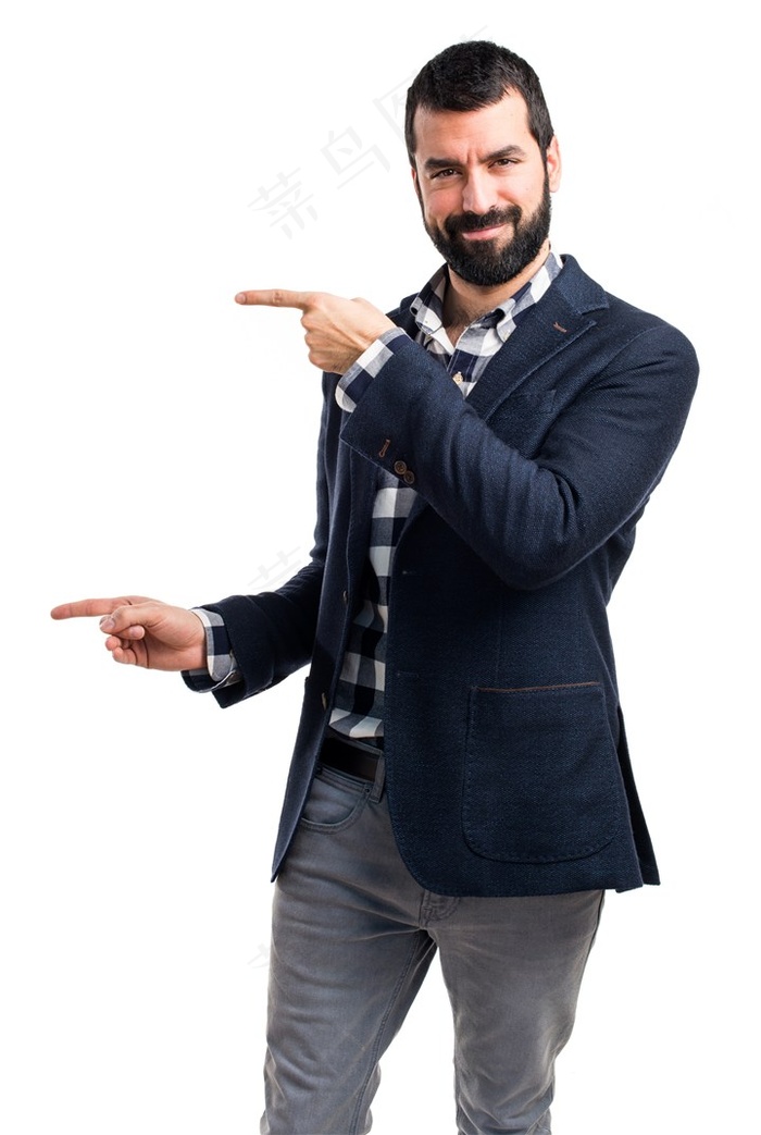 指向左方的男人