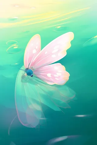 创新可爱粉色荷叶昆虫线条背景