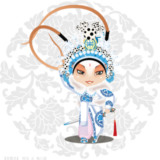 卡通京剧戏剧人物脸谱插画PNG图片 国潮中国风Q版戏剧人物PS素材