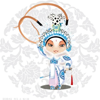 卡通京剧戏剧人物脸谱插画PNG图片 国潮中国风Q版戏剧人物PS素材