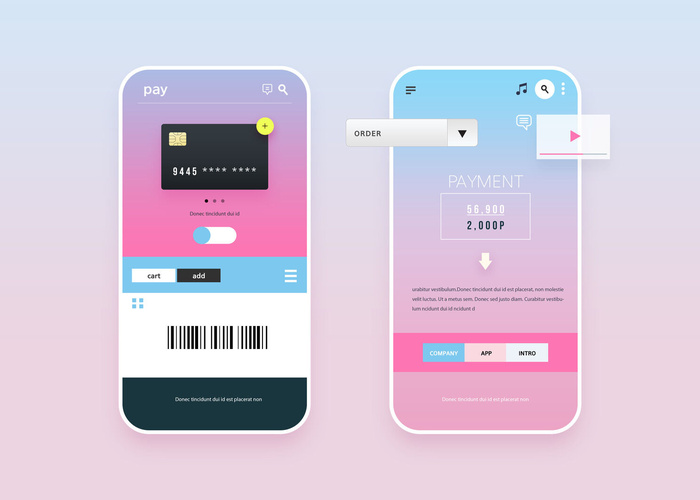 UI多页面包装展示手机APP交互界面样机长图概念PSD设计模板