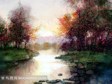 水彩画大师冯正梁绘画图片