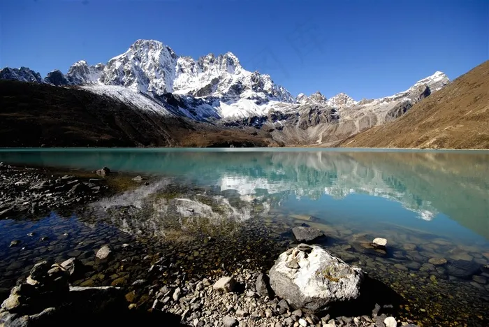 唯美雪山湖泊山水风景图片