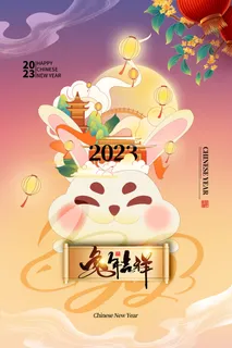 创意2023兔年春节海报