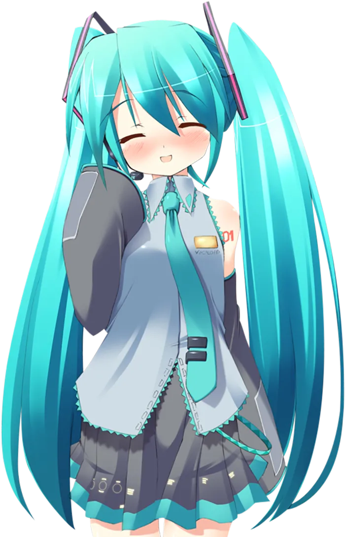蓝色初音未来卡通人物简笔素材