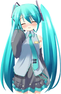 蓝色初音未来卡通人物简笔素材