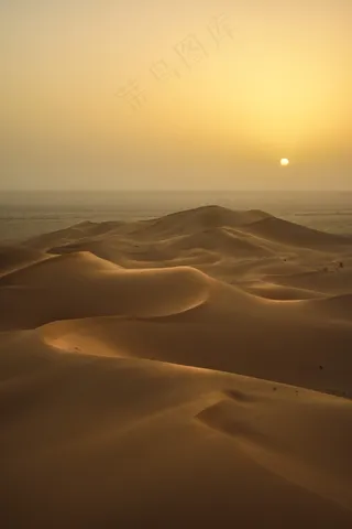 夕阳下的沙漠图片