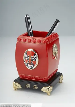 中华传统-中国画脸谱花纹笔筒