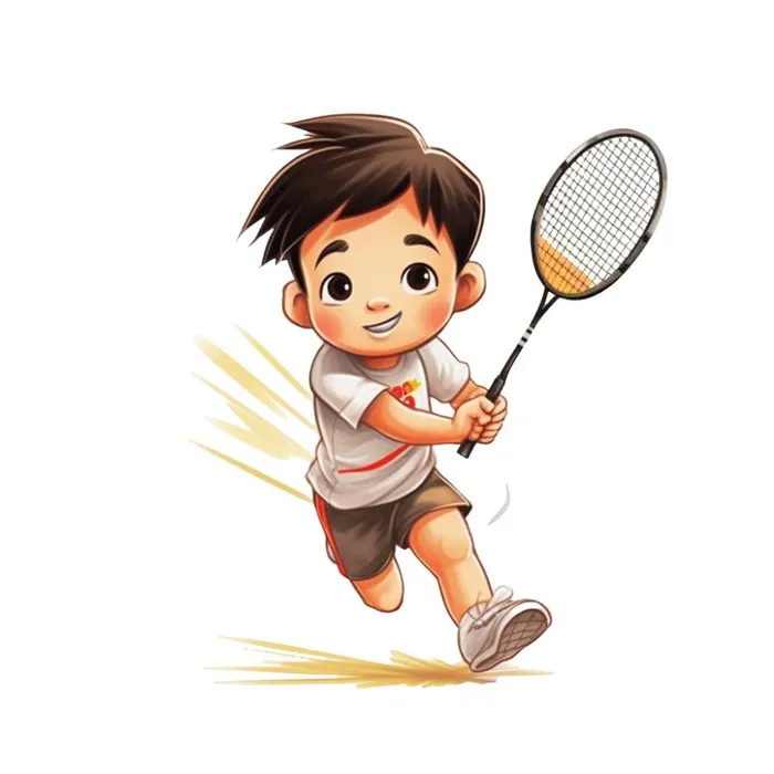 儿童打羽毛球运动元素(1024x1024)