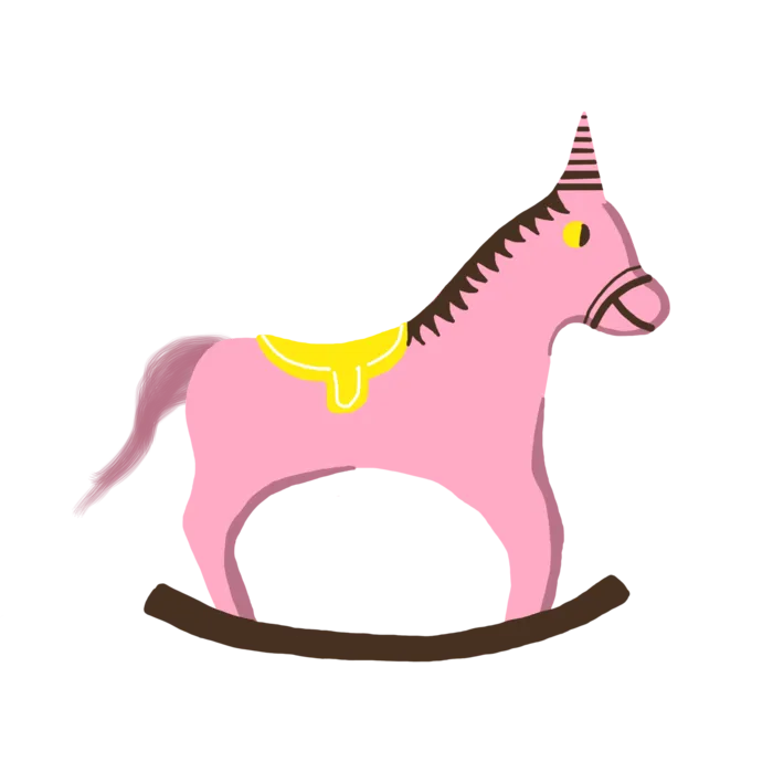 木马玩具剪贴画儿童节幼儿园插画