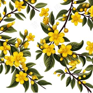 桂花黄花树枝免抠