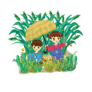 二十四节气谷雨场景插画