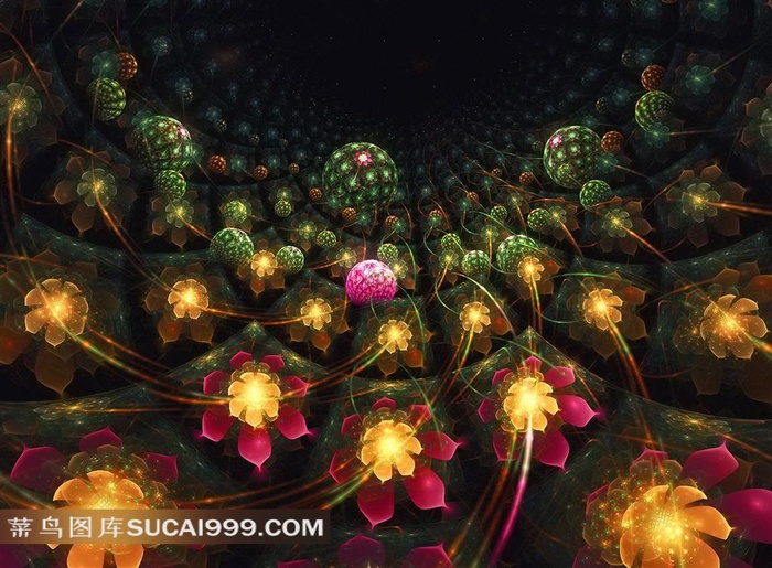 炫彩梦幻花纹发光背景