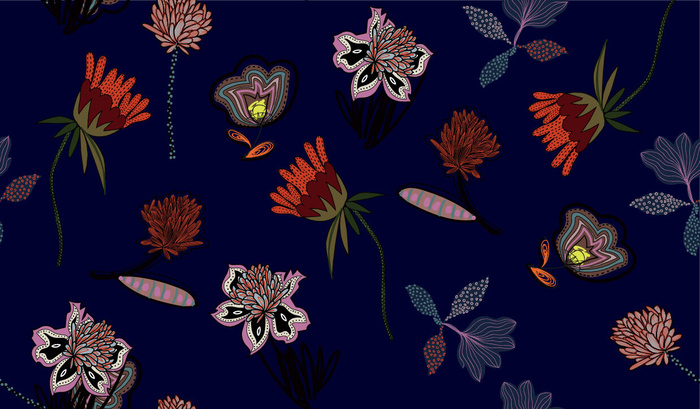 花卉唯美手绘花朵面料纹理手机壳布料面料印花服装矢量图案素材