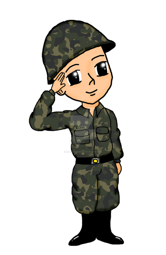 士兵敬礼卡通