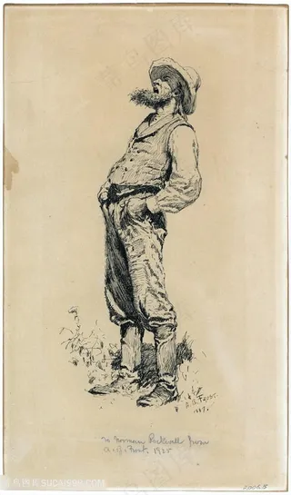 诺曼 · 洛克威尔手绘胡须男士复古装饰画