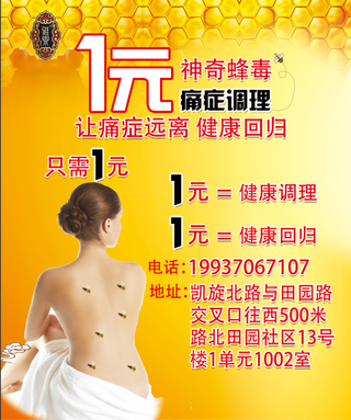 一元痛症调理正面（自行修改地址和电话）