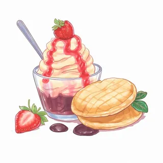 冰冻雪糕美食水彩插画