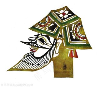 戴帽子的老翁皮影戏中国风图片