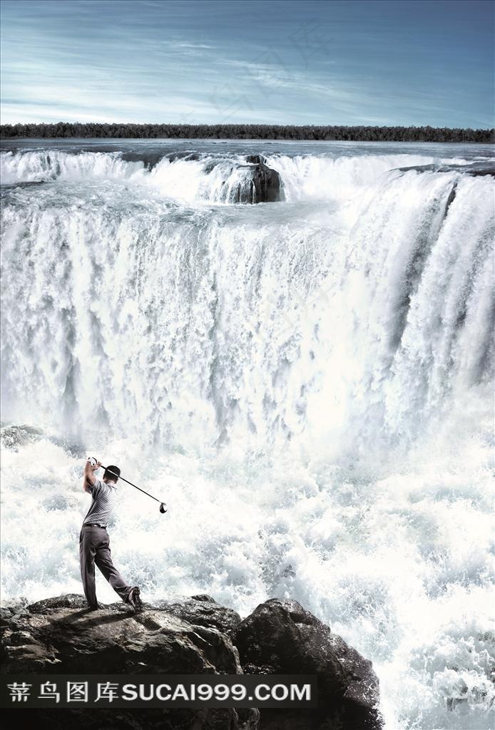 打高尔夫的男士高清图片