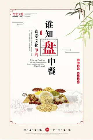 食堂文化珍惜粮食校园文化展板