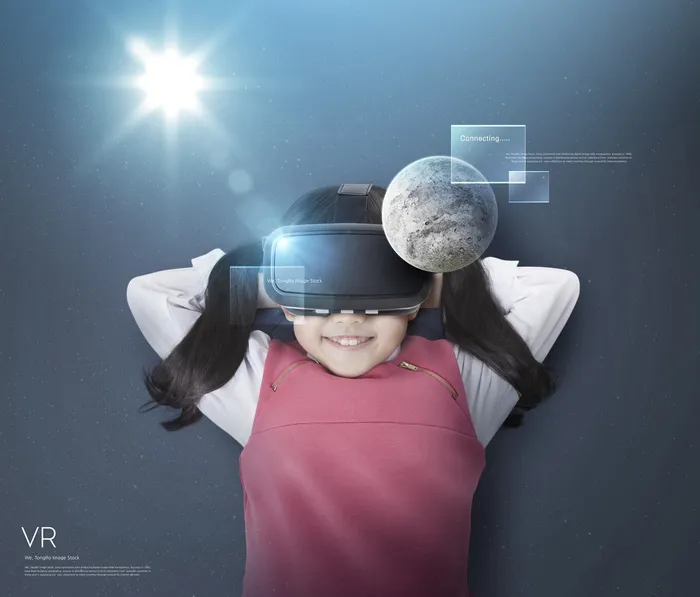 虚拟体检男孩星球太空VR海报