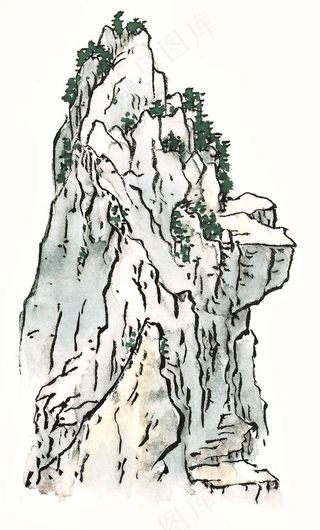 山石工笔jpg素材