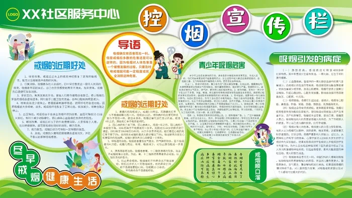 医院社区卫生服务中心控烟宣传栏cdr矢量模版下载