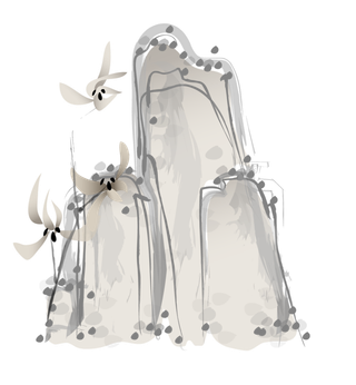 山水画素材中国风水墨画素材元素中国画