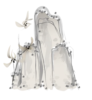 山水画素材中国风水墨画素材元素中国画